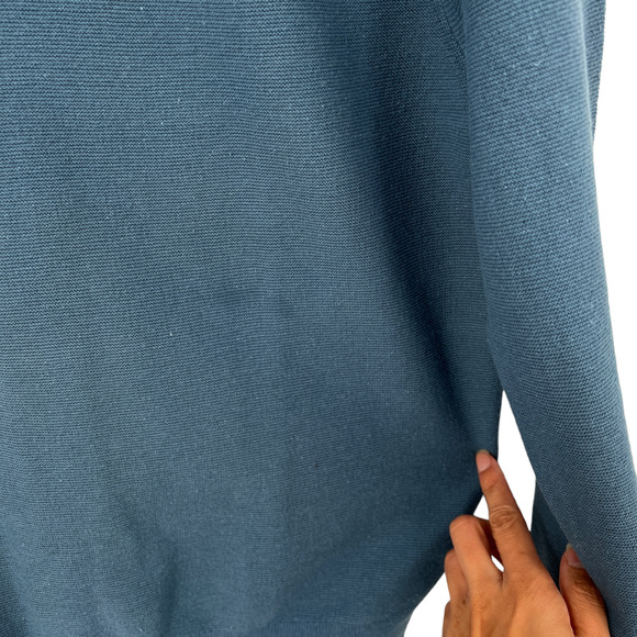 J. Crew Mens Cotton Crewneck Sweater Garter Stitch Pullover in Blue H6060 - Picture 4 of 10